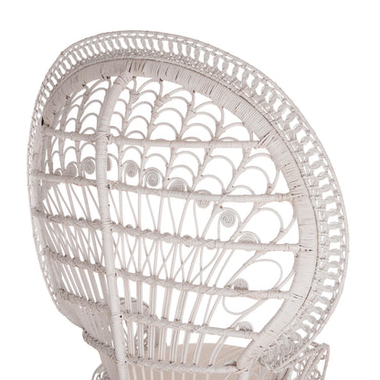 ARMCHAIR ROYAL PEACOCK HM9342.02 RATTAN IN WHITE- CUSHION WHITE 114x72x150Hcm.