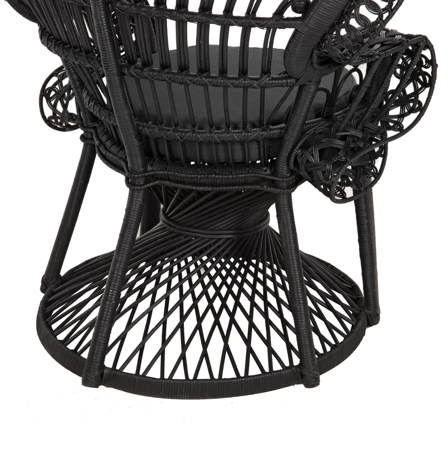 ARMCHAIR ROYAL PEACOCK HM9342.03 RATTAN IN BLACK- CUSHION BLACK 114x72x150Hcm.