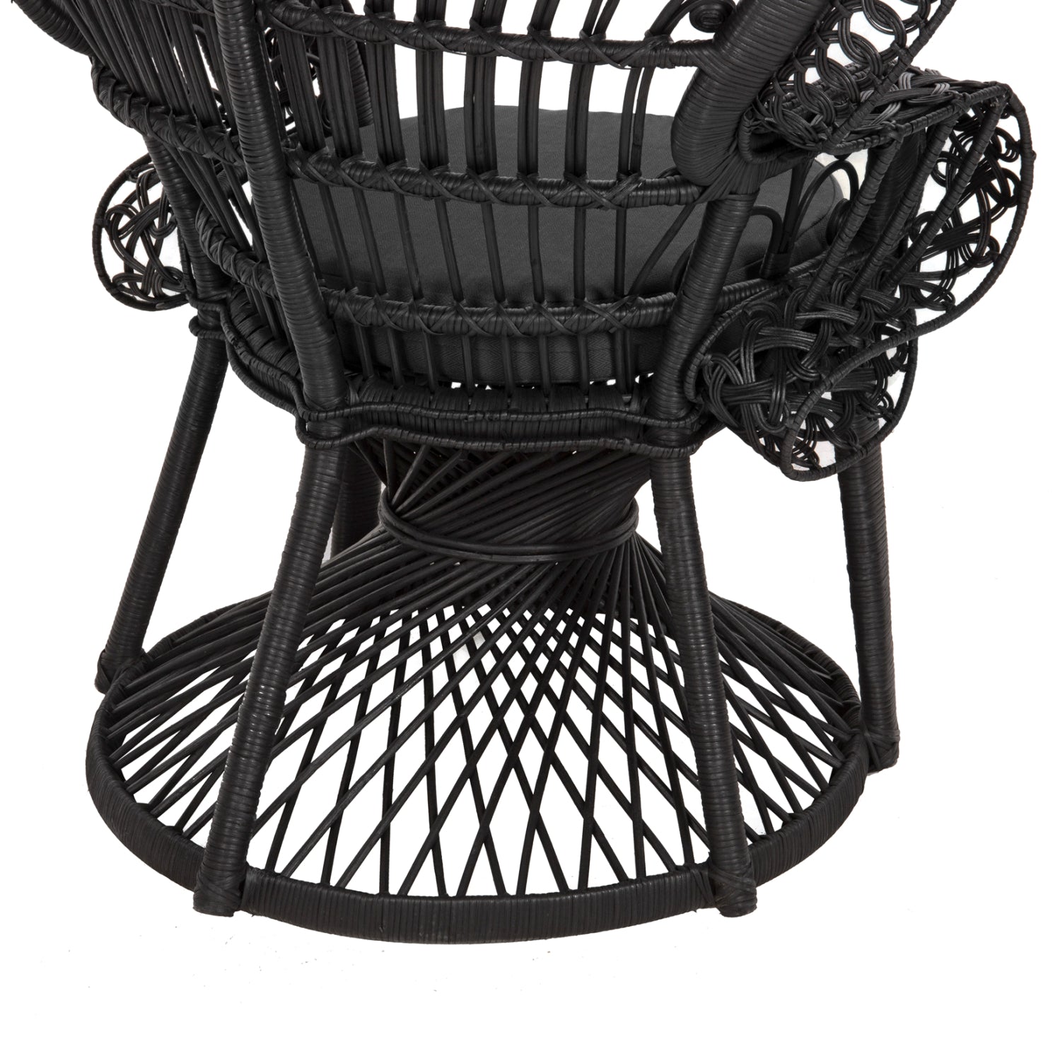 ARMCHAIR ROYAL PEACOCK HM9342.03 RATTAN IN BLACK- CUSHION BLACK 114x72x150Hcm.