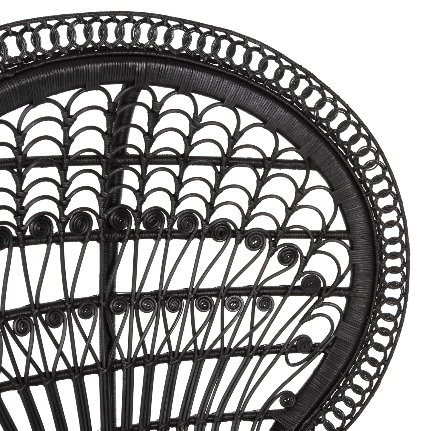 ARMCHAIR ROYAL PEACOCK HM9342.03 RATTAN IN BLACK- CUSHION BLACK 114x72x150Hcm.
