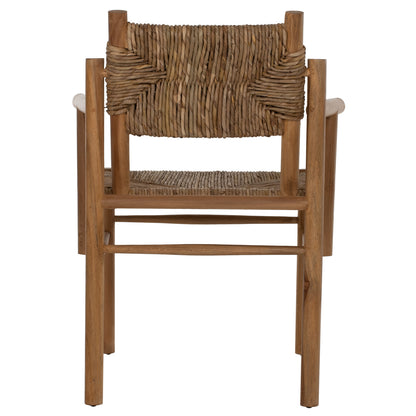 ARMCHAIR ROVER HM9378 SOLID TEAK & RUSH-MATT- NATURAL 53X55X82