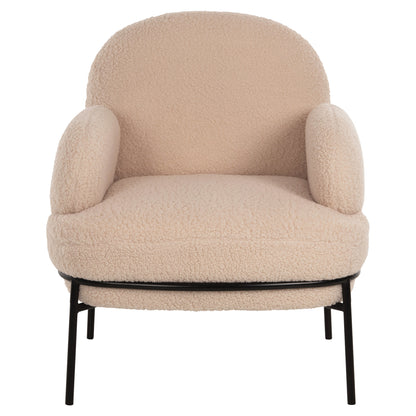 ARMCHAIR AGNES HM9525.20 ECRU BOUCLE FABRIC-BLACK METAL LEGS 74x71x83Hcm.