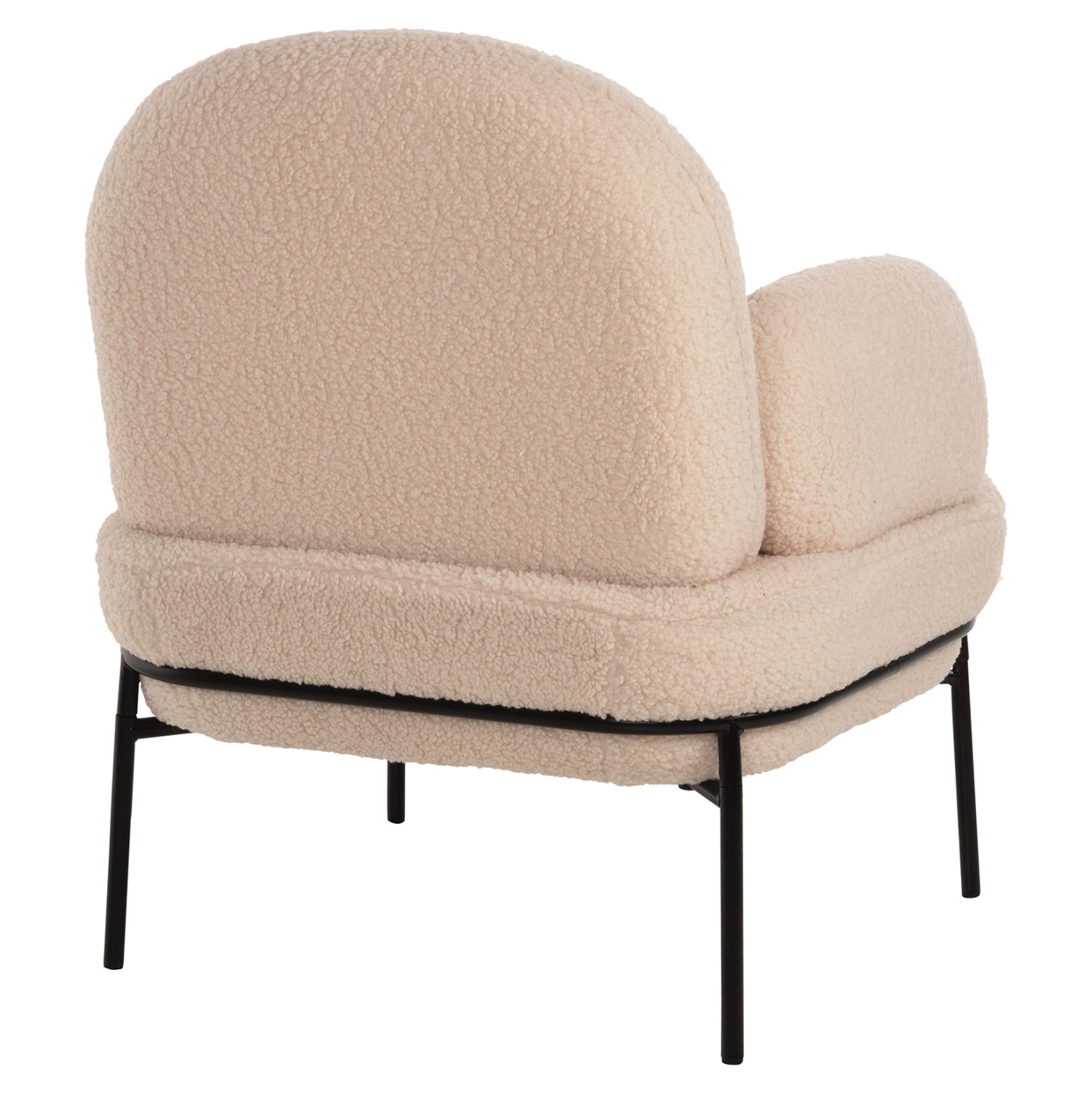 ARMCHAIR AGNES HM9525.20 ECRU BOUCLE FABRIC-BLACK METAL LEGS 74x71x83Hcm.