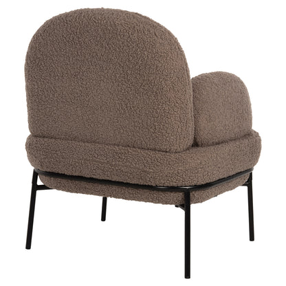 ARMCHAIR AGNES HM9525.25 LIGHT BROWN BOUCLE FABRIC-BLACK METAL LEGS 74x71x83Hcm.