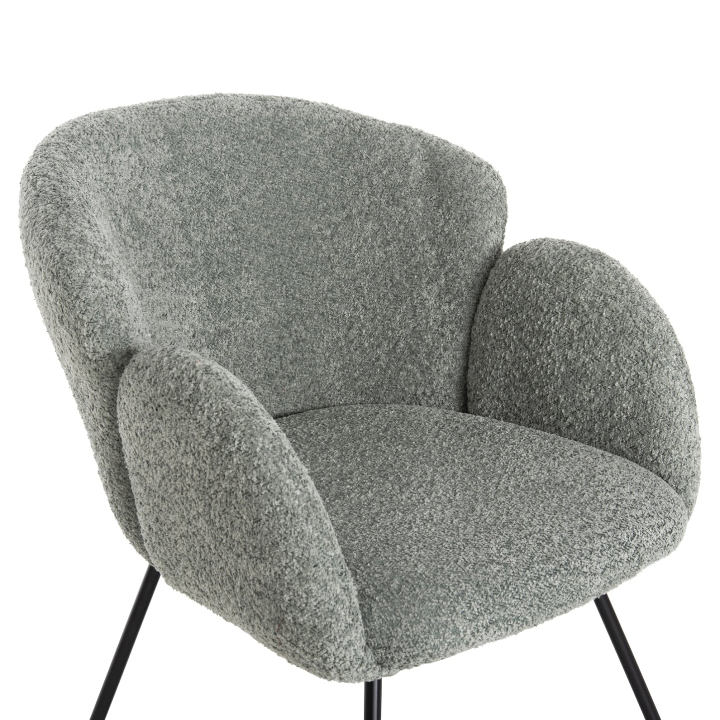 ARMCHAIR HARNIS HM9603.05 PISTACHIO GREEN BOUCLE-BLACK METAL BASE 59.5x64x77Hcm.