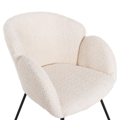 ARMCHAIR HARNIS HM9603.06 ECRU BOUCLE-BLACK METAL BASE 59.5x64x77 cm.