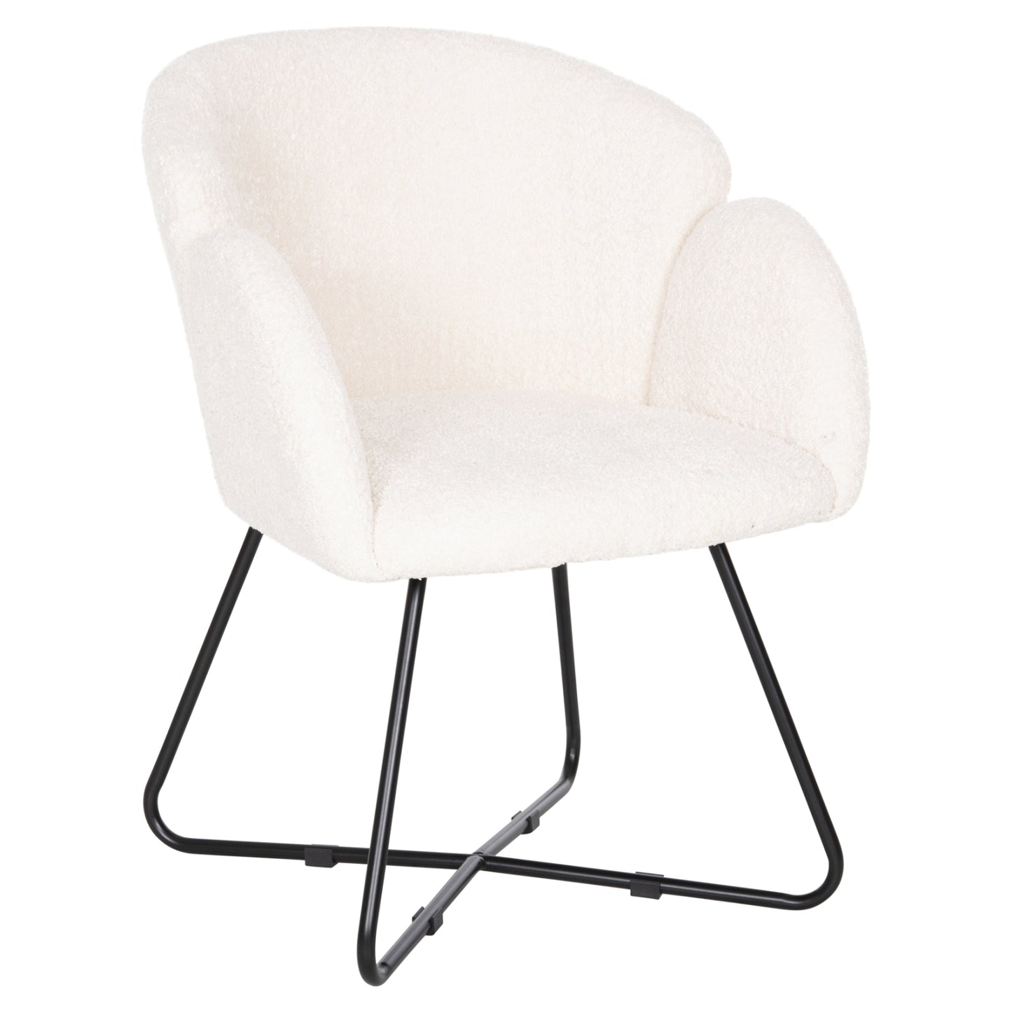 ARMCHAIR HARNIS HM9603.06 ECRU BOUCLE-BLACK METAL BASE 59.5x64x77 cm.