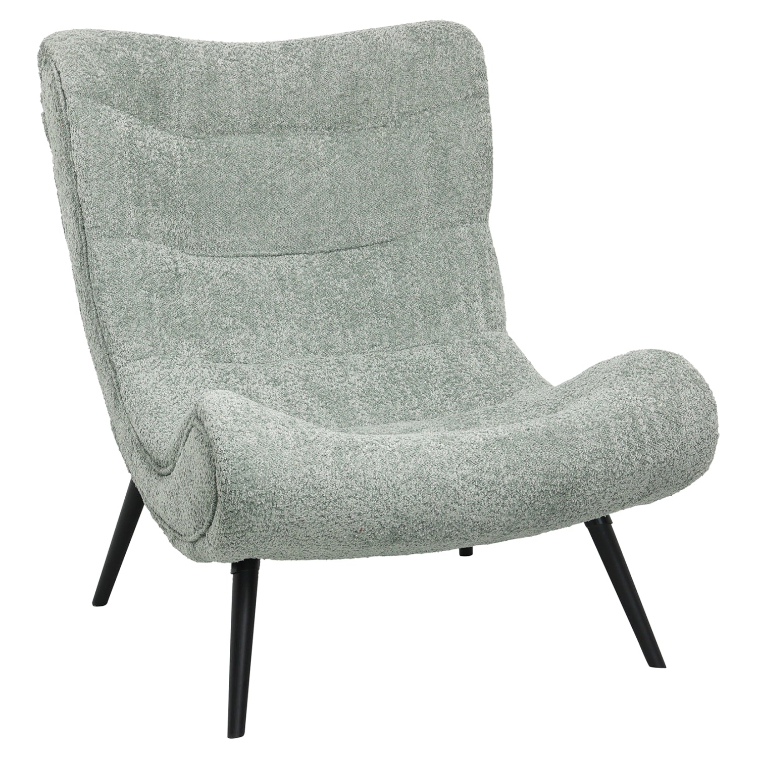 ARMCHAIR BRYM HM9605.05 PISTACHIO GREEN BOUCLE FABRIC-BLACK WOODEN LEGS 97x80x100Hcm.