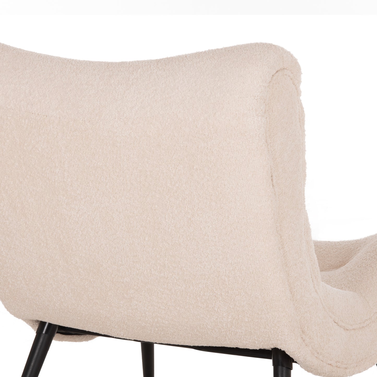 ARMCHAIR BRYM HM9605.06 ECRU BOUCLE FABRIC-BLACK WOODEN LEGS 97x80x100Hcm.