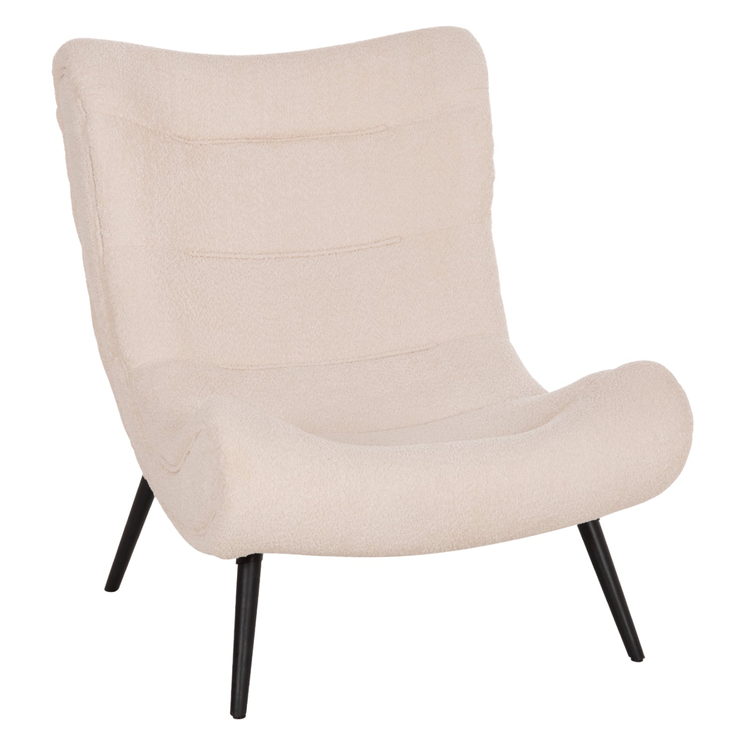 ARMCHAIR BRYM HM9605.06 ECRU BOUCLE FABRIC-BLACK WOODEN LEGS 97x80x100Hcm.