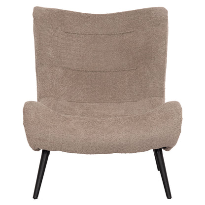 LOUNGE CHAIR BRYM HM9605.08 DARK BEIGE BOUCLE FABRIC-BLACK WOODEN LEGS 80x95x95Hcm.