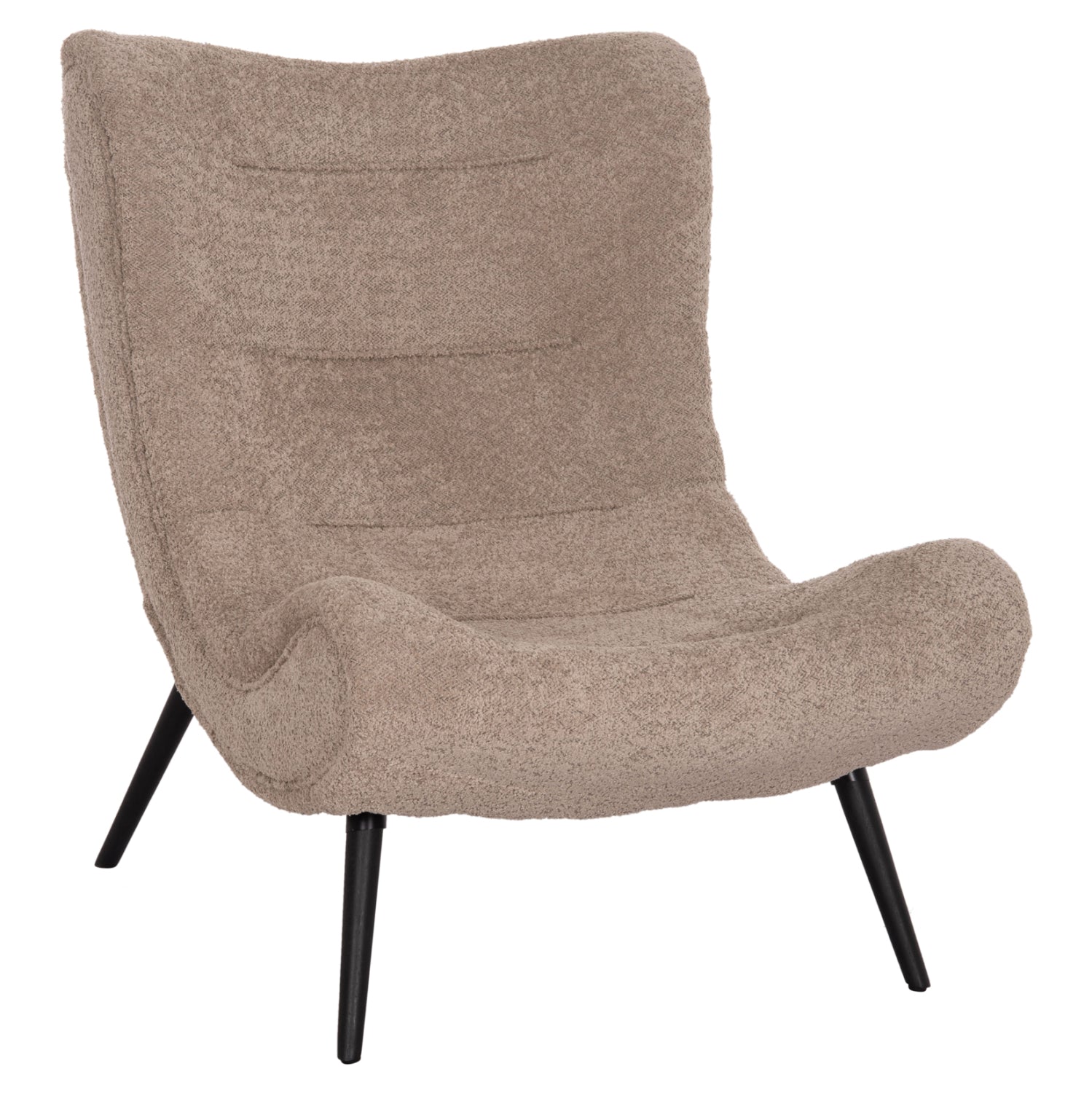 LOUNGE CHAIR BRYM HM9605.08 DARK BEIGE BOUCLE FABRIC-BLACK WOODEN LEGS 80x95x95Hcm.