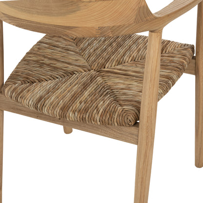 ARMCHAIR KINGSLEY HM9634.01 TEAK WOOD & STRAW MATT IN NATURAL COLOR 57,5x54x80Hcm.