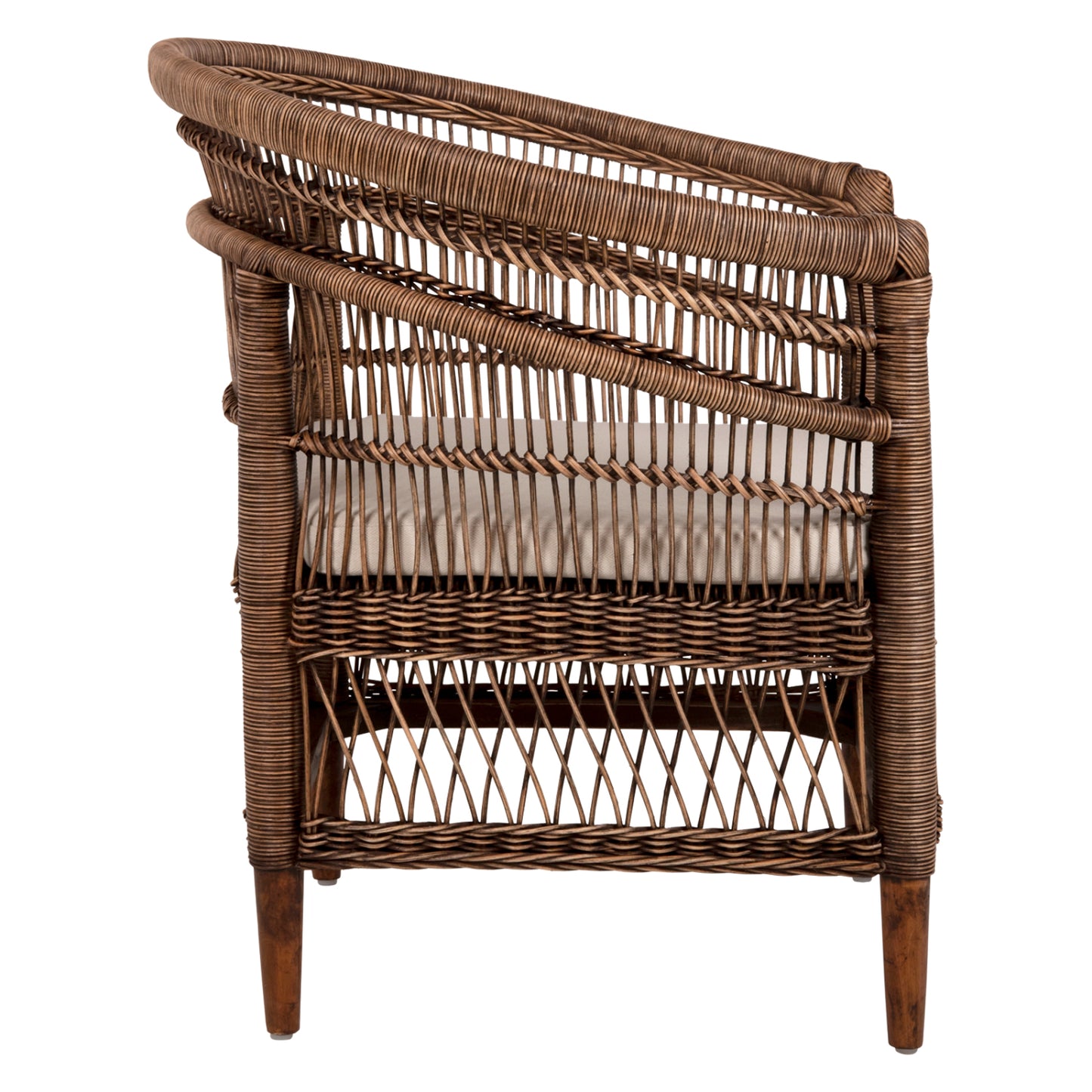 ARMCHAIR MALAWI HM9635.01 MAHOGANY WOOD WITH RATTAN IN BROWN-WHITE CUSHION 80x70x86Hcm.
