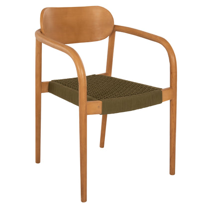 ARMCHAIR OSLO HM9636.05 TEAK WOOD IN NATURAL & GREEN ROPE 55x54x80Hcm.