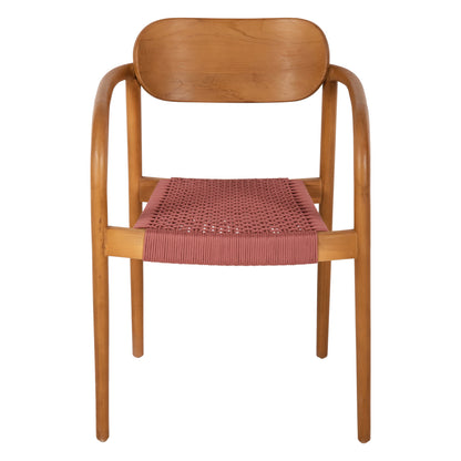 ARMCHAIR OSLO HM9636.06 TEAK WOOD IN NATURAL & PINK ROPE 55x54x80Hcm.