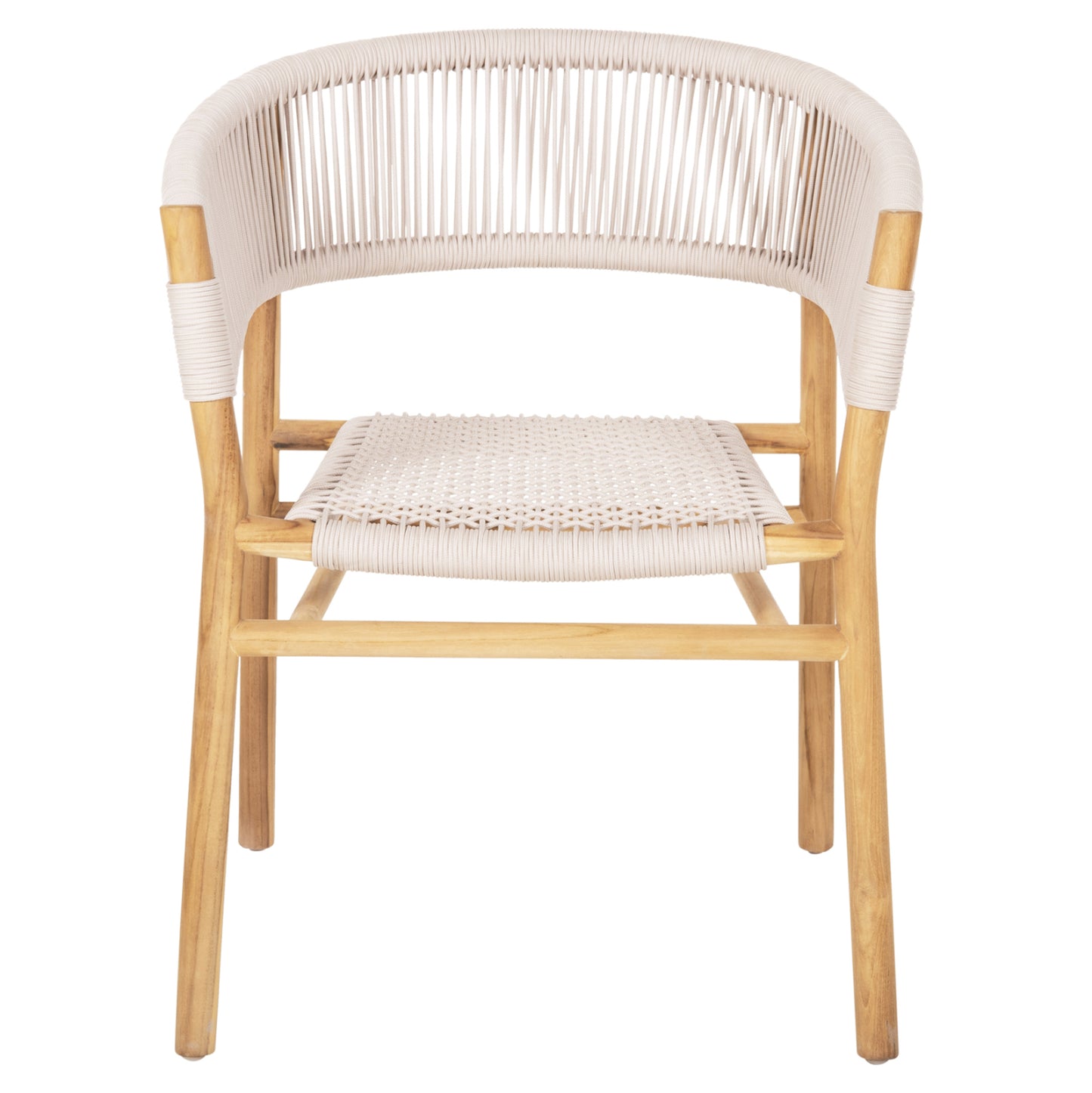 DINING ARMCHAIR IRVING HM9763 TEAK WOOD IN NATURAL COLOR AND BEIGE ROPE 60x55x78Hcm.