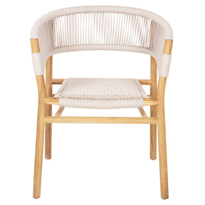 DINING ARMCHAIR IRVING HM9763 TEAK WOOD IN NATURAL COLOR AND BEIGE ROPE 60x55x78Hcm.