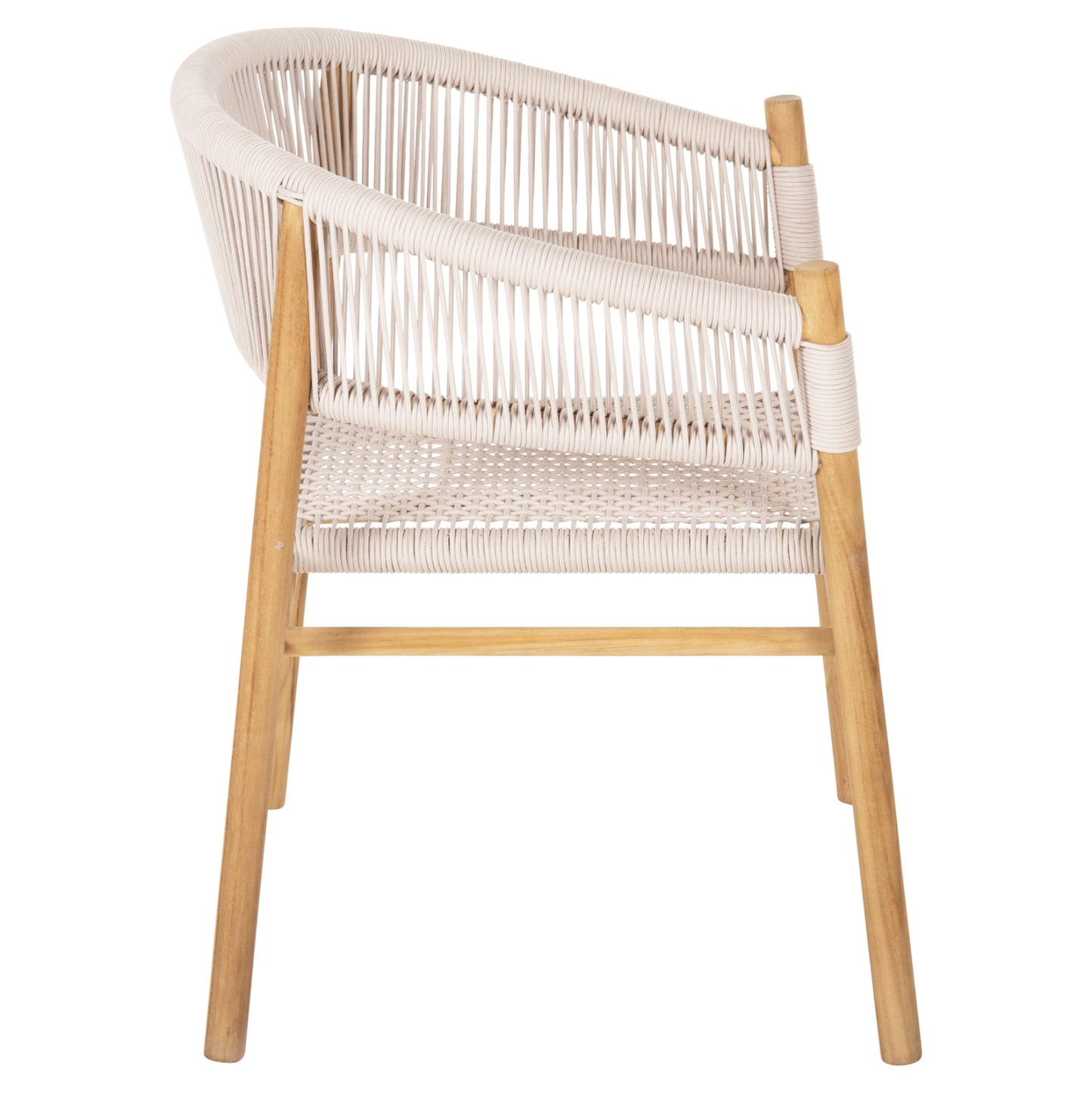 DINING ARMCHAIR IRVING HM9763 TEAK WOOD IN NATURAL COLOR AND BEIGE ROPE 60x55x78Hcm.