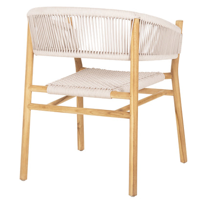 DINING ARMCHAIR IRVING HM9763 TEAK WOOD IN NATURAL COLOR AND BEIGE ROPE 60x55x78Hcm.