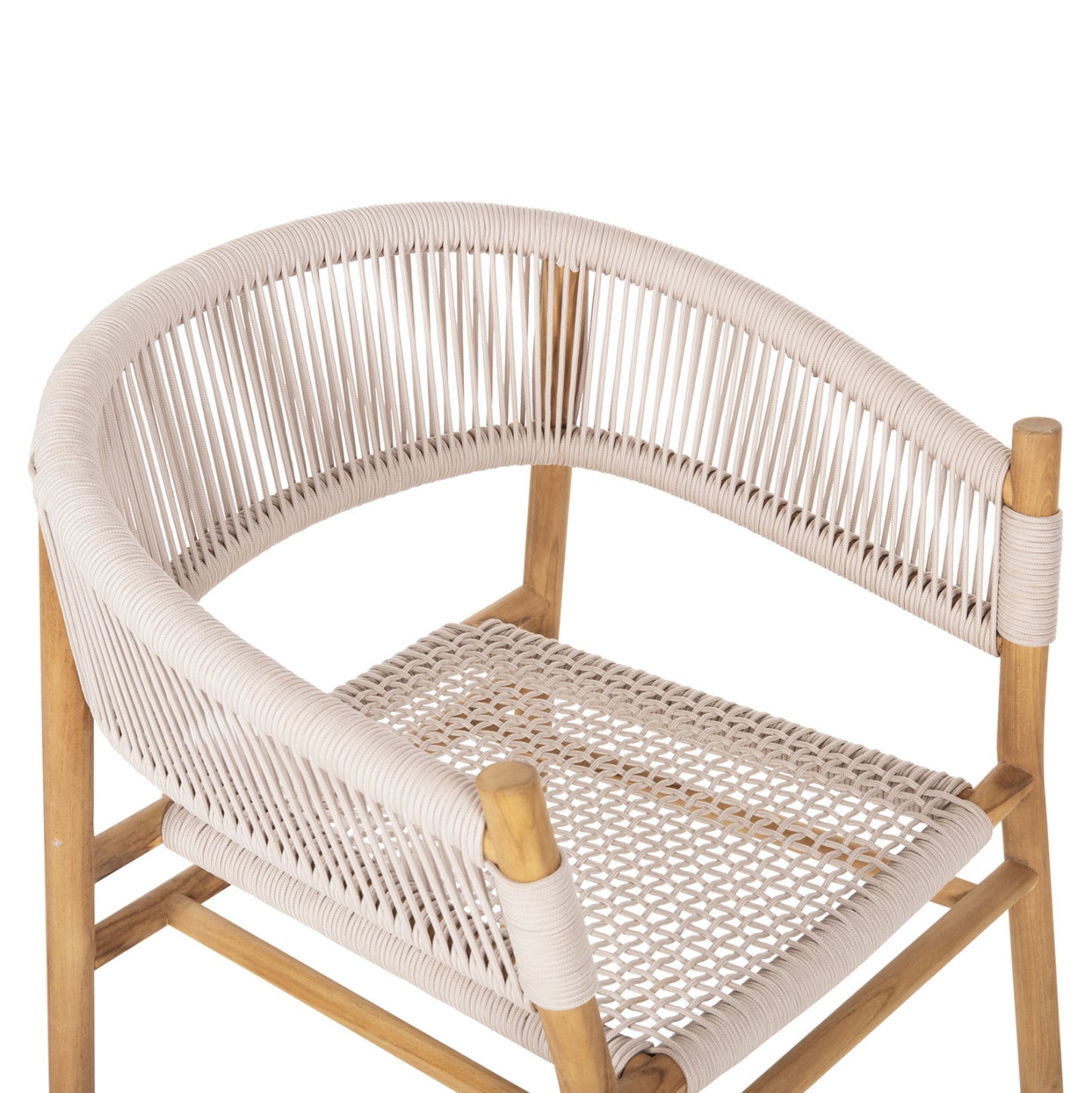 DINING ARMCHAIR IRVING HM9763 TEAK WOOD IN NATURAL COLOR AND BEIGE ROPE 60x55x78Hcm.