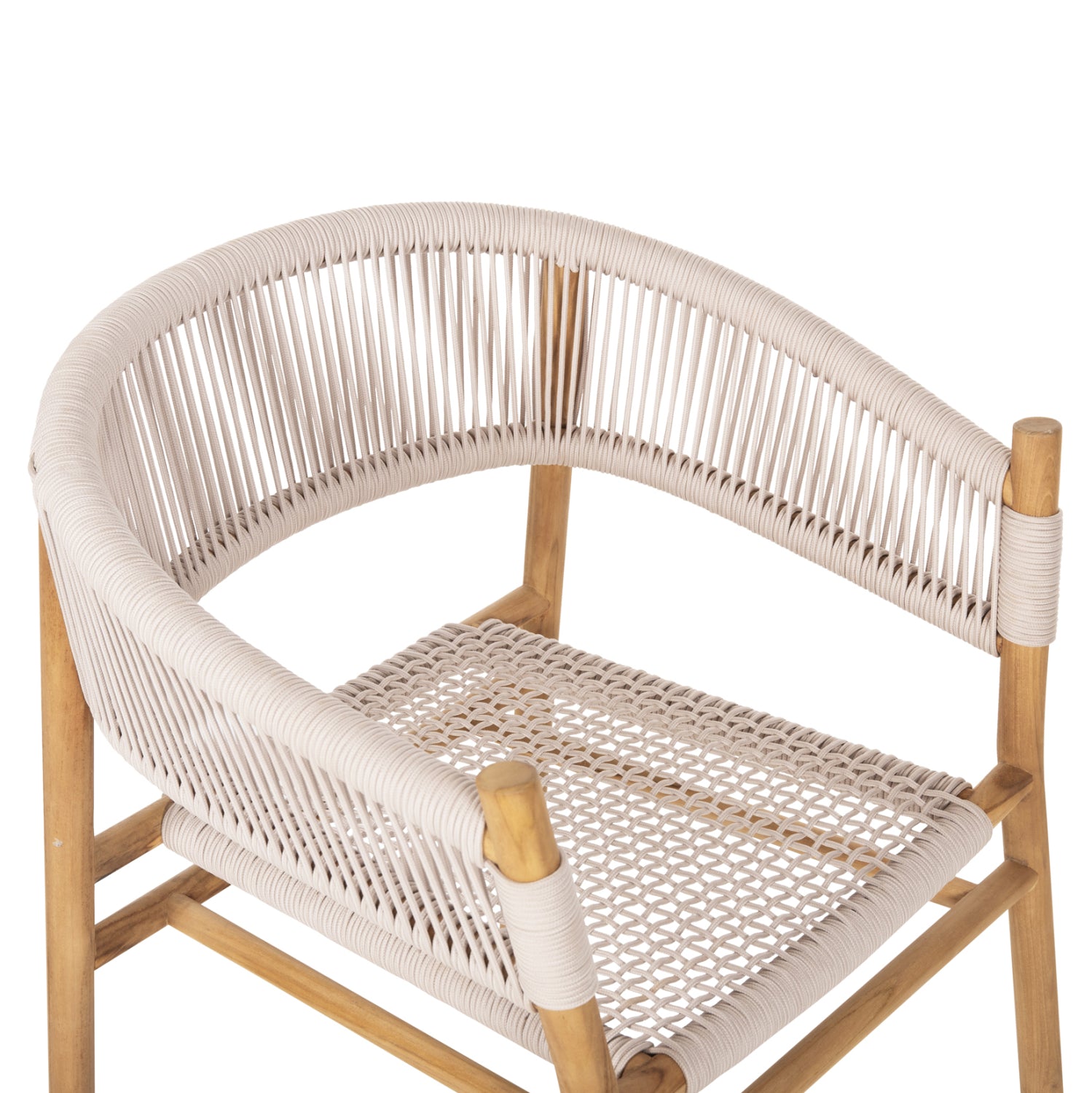 DINING ARMCHAIR IRVING HM9763 TEAK WOOD IN NATURAL COLOR AND BEIGE ROPE 60x55x78Hcm.