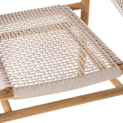 DINING ARMCHAIR IRVING HM9763 TEAK WOOD IN NATURAL COLOR AND BEIGE ROPE 60x55x78Hcm.