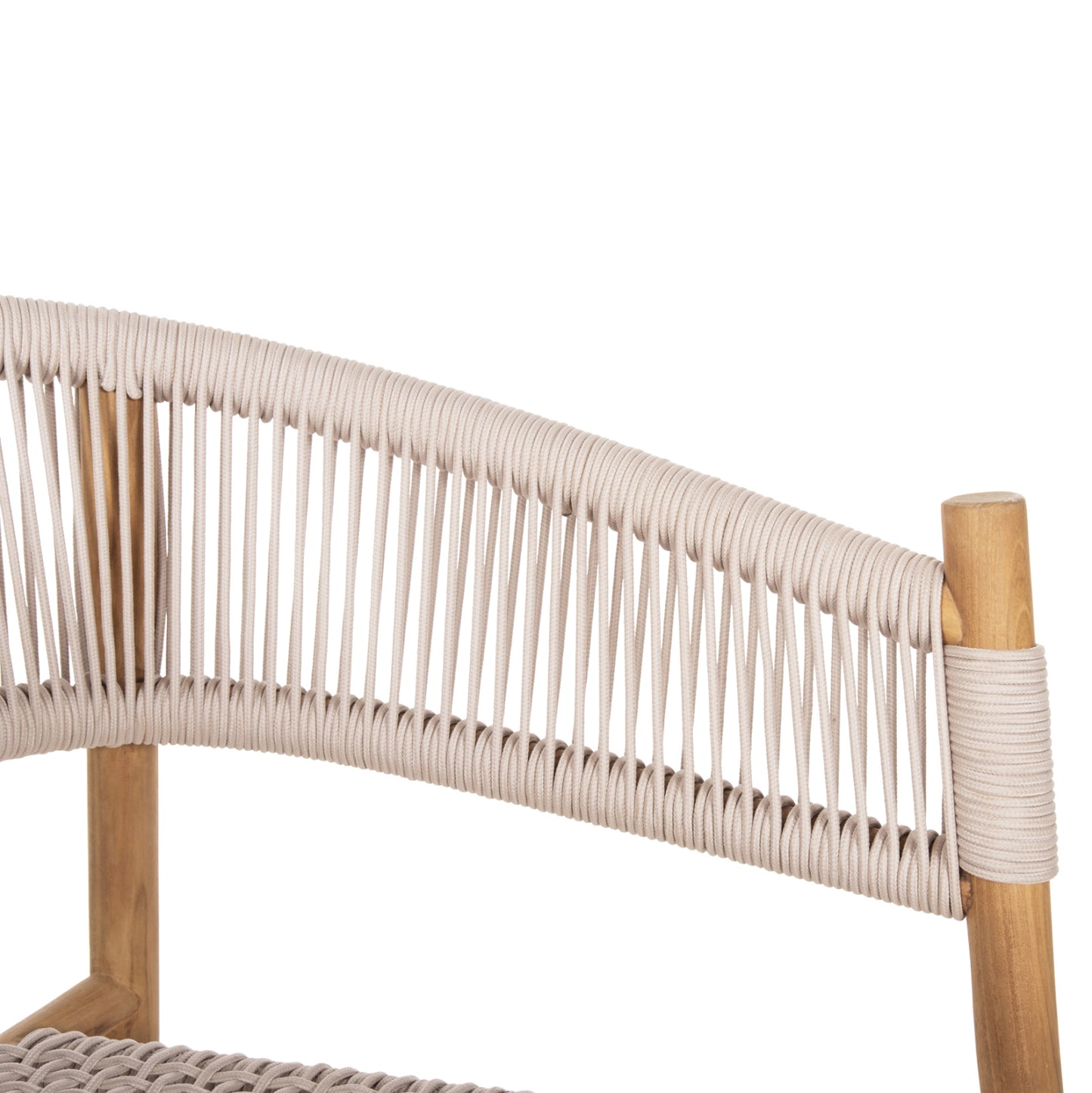 DINING ARMCHAIR IRVING HM9763 TEAK WOOD IN NATURAL COLOR AND BEIGE ROPE 60x55x78Hcm.
