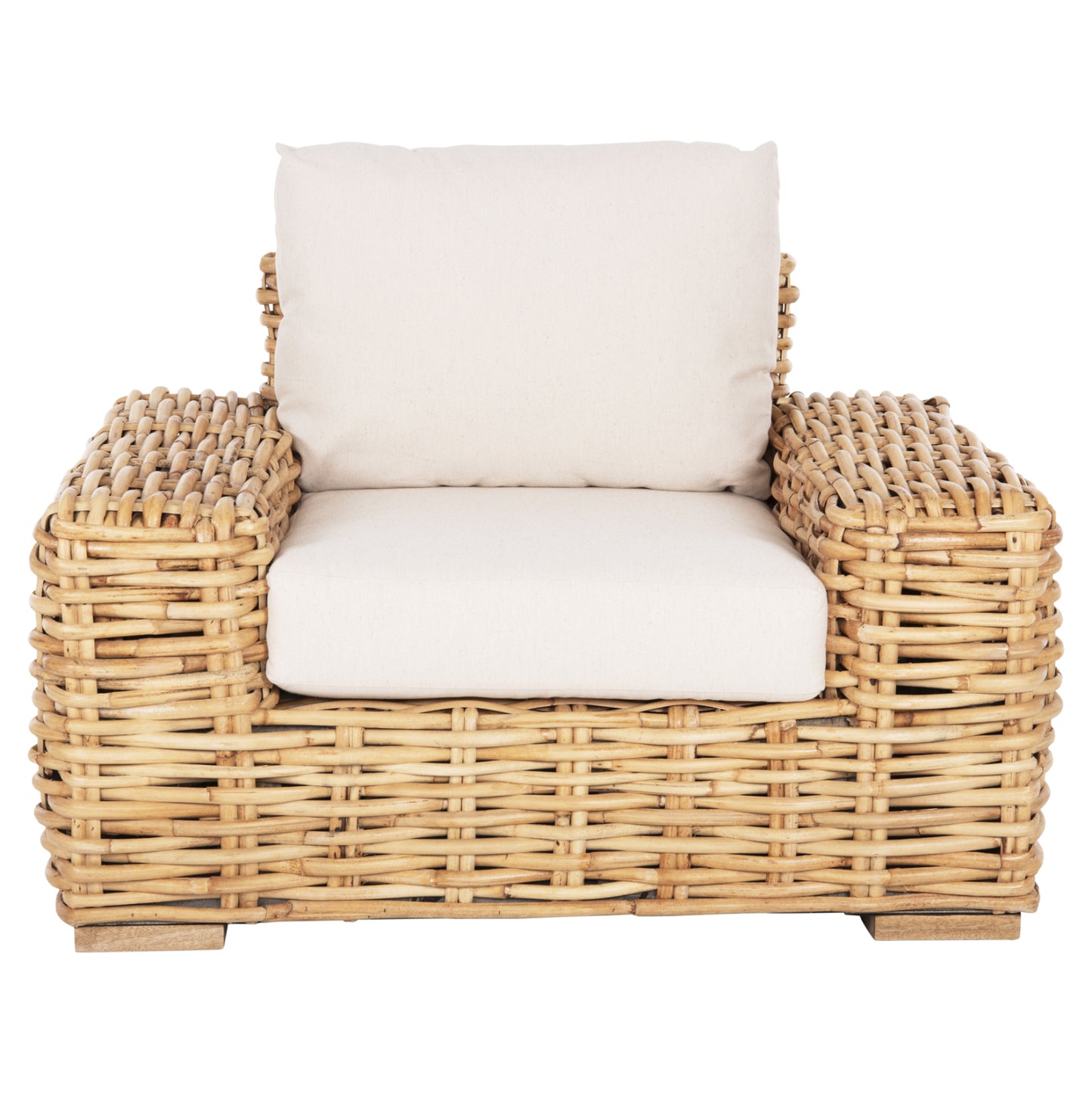 OUTDOOR LOUNGER TROPEL HM9810 MANGO WOOD-RATTAN NATURAL-WHITE CUSHIONS 110x88x70-85Hcm.