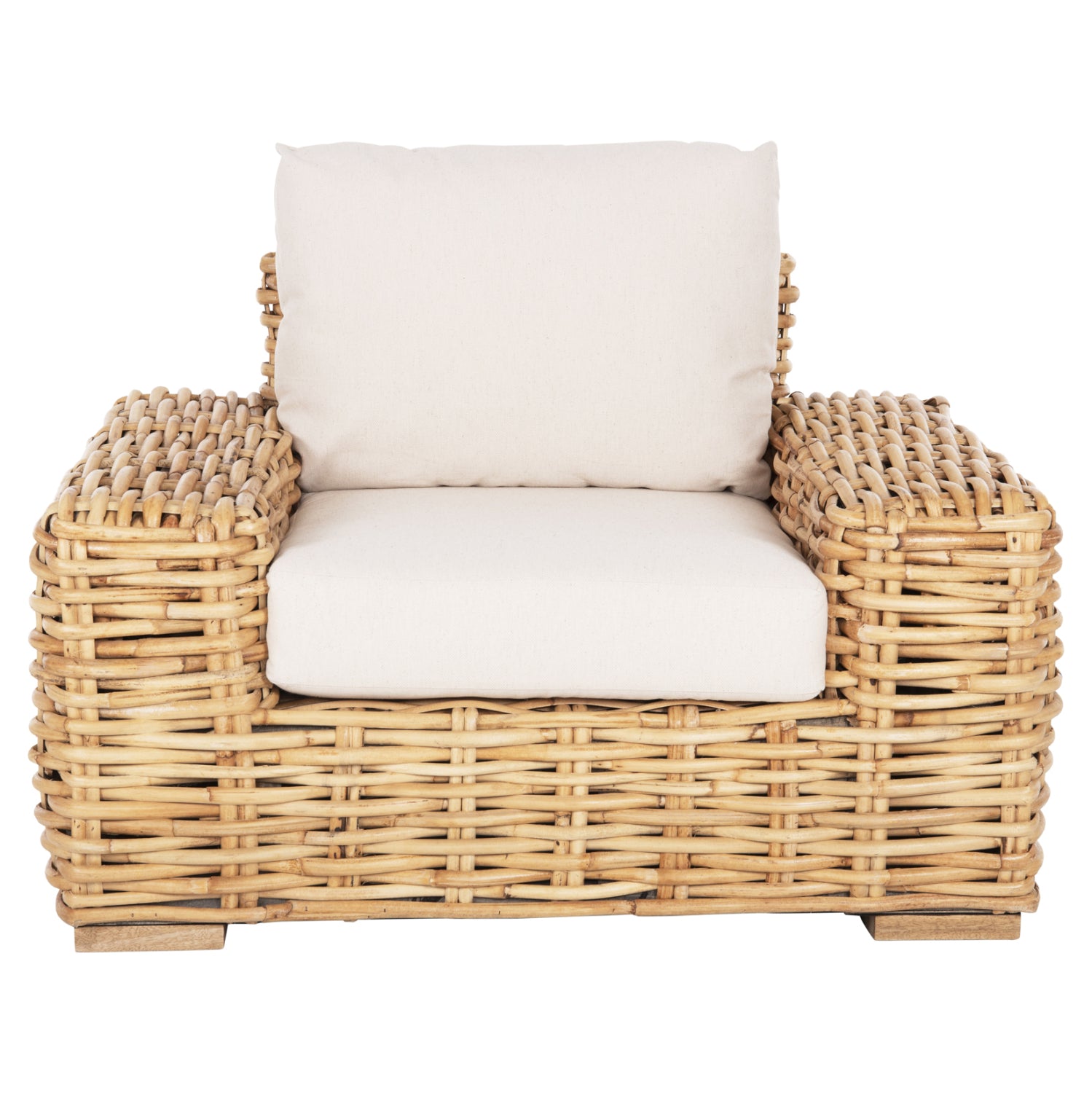OUTDOOR LOUNGER TROPEL HM9810 MANGO WOOD-RATTAN NATURAL-WHITE CUSHIONS 110x88x70-85Hcm.