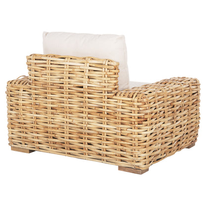OUTDOOR LOUNGER TROPEL HM9810 MANGO WOOD-RATTAN NATURAL-WHITE CUSHIONS 110x88x70-85Hcm.
