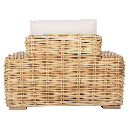 OUTDOOR LOUNGER TROPEL HM9810 MANGO WOOD-RATTAN NATURAL-WHITE CUSHIONS 110x88x70-85Hcm.