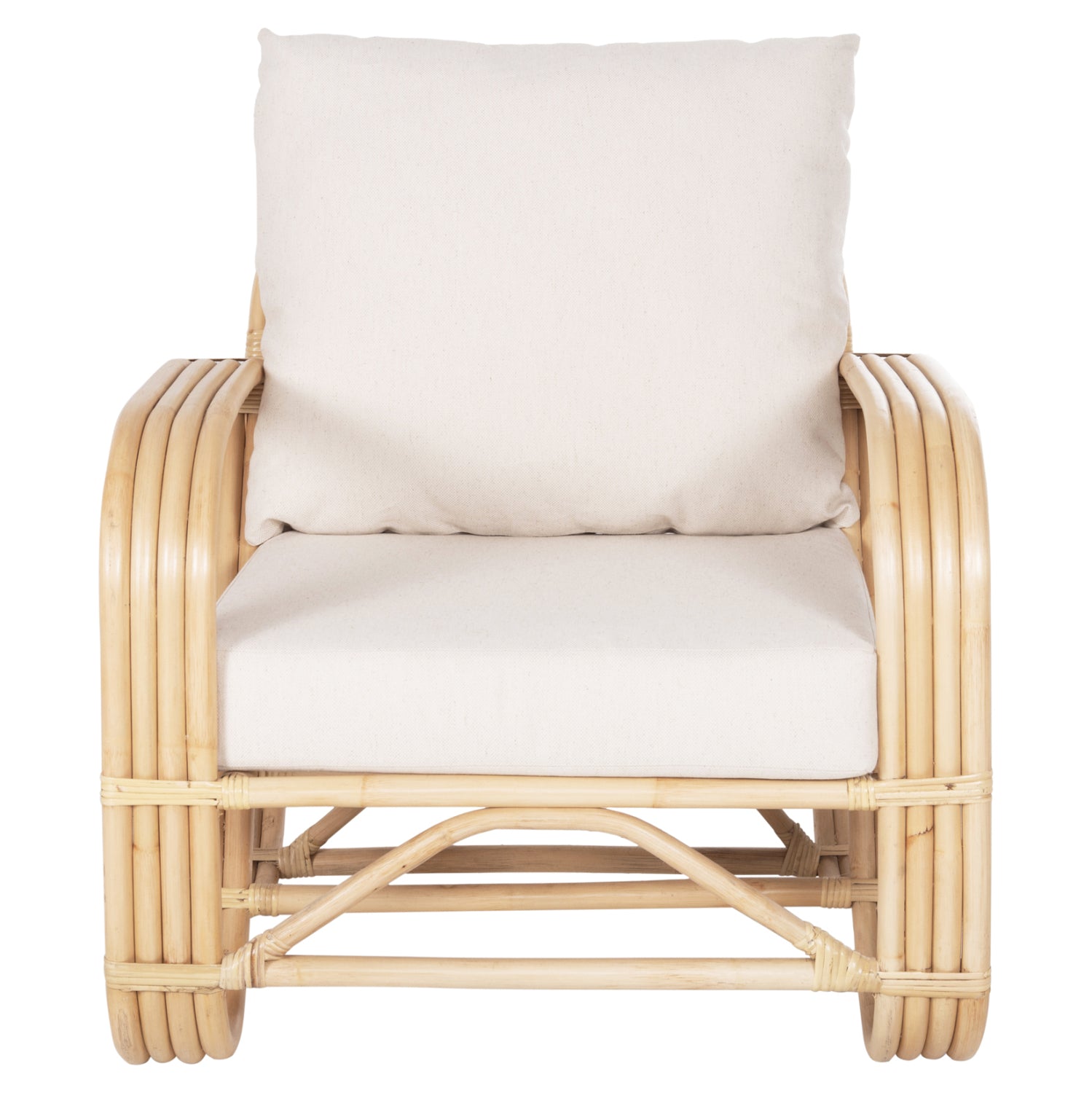 ARMCHAIR BARONESS HM9813 NATURAL RATTAN AND WHITE CUSHIONS 81x90x92Hcm.