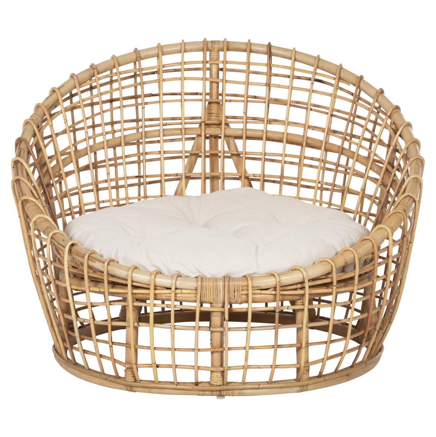 ARMCHAIR-NEST ENTO HM9814 RATTAN IN NATURAL SHADE-BEIGE CUSHION 85x75x67Hcm.