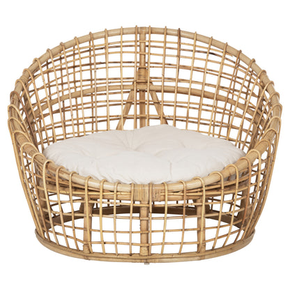 ARMCHAIR-NEST ENTO HM9814 RATTAN IN NATURAL SHADE-BEIGE CUSHION 85x75x67Hcm.
