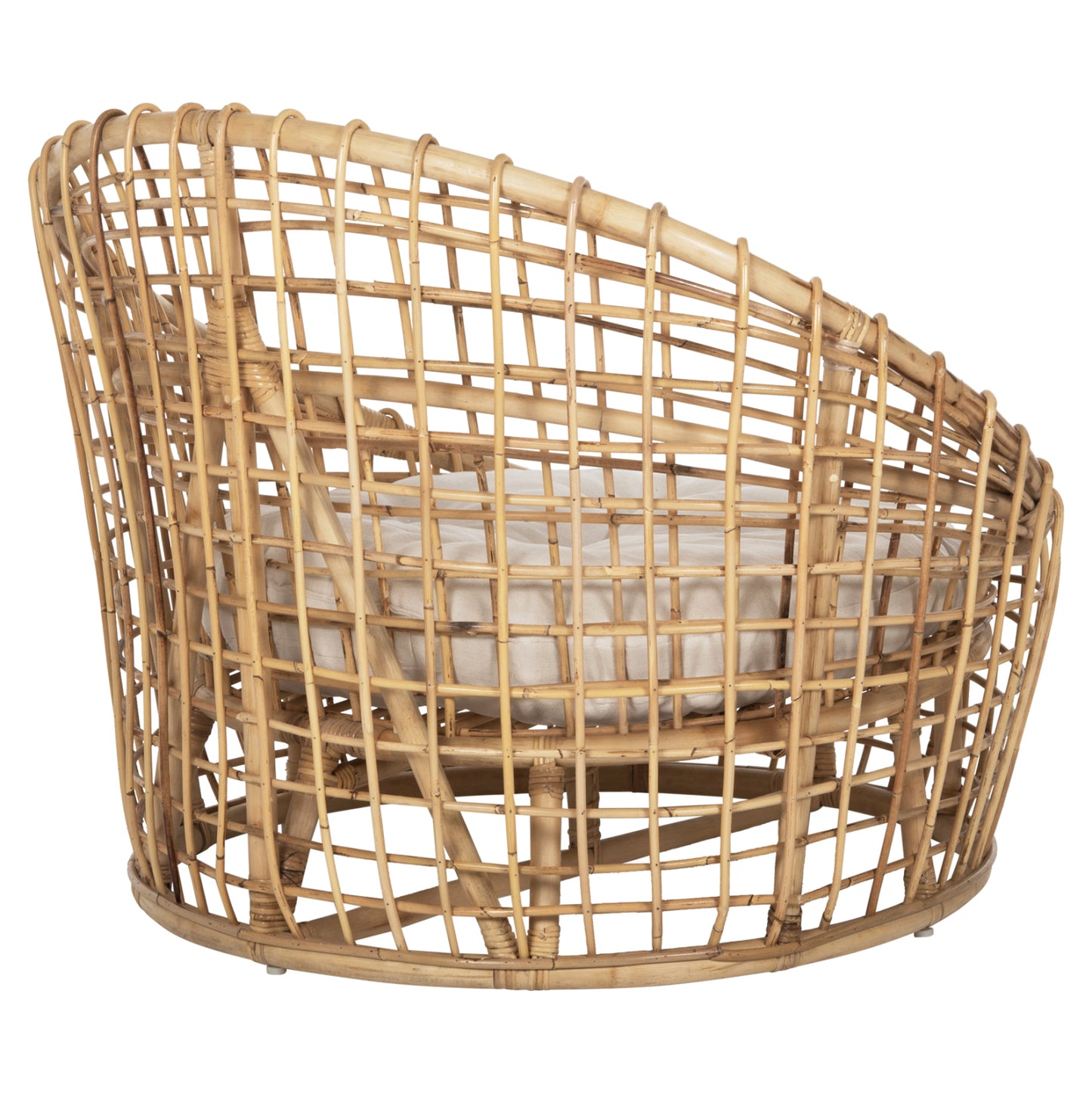 ARMCHAIR-NEST ENTO HM9814 RATTAN IN NATURAL SHADE-BEIGE CUSHION 85x75x67Hcm.