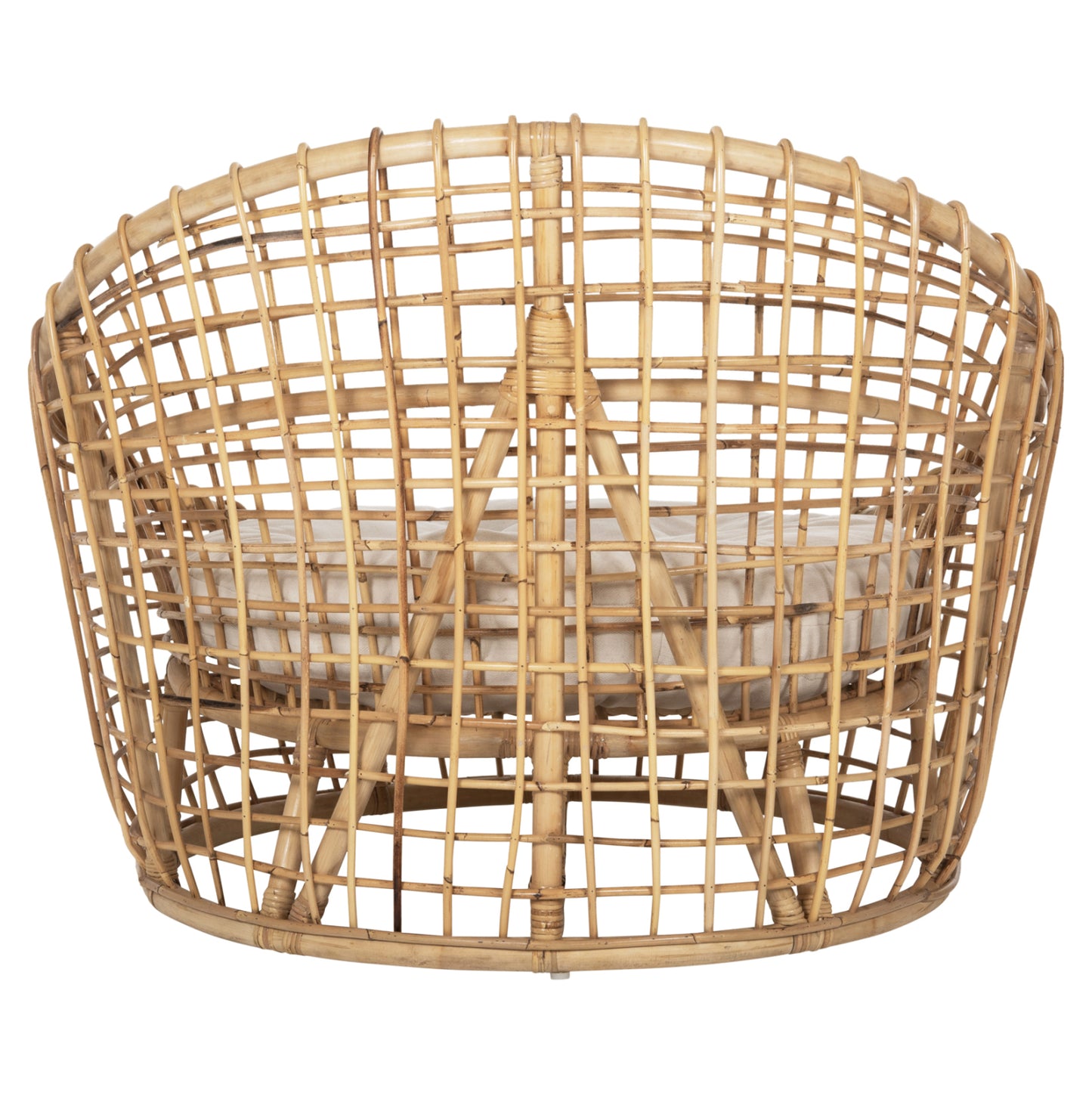 ARMCHAIR-NEST ENTO HM9814 RATTAN IN NATURAL SHADE-BEIGE CUSHION 85x75x67Hcm.