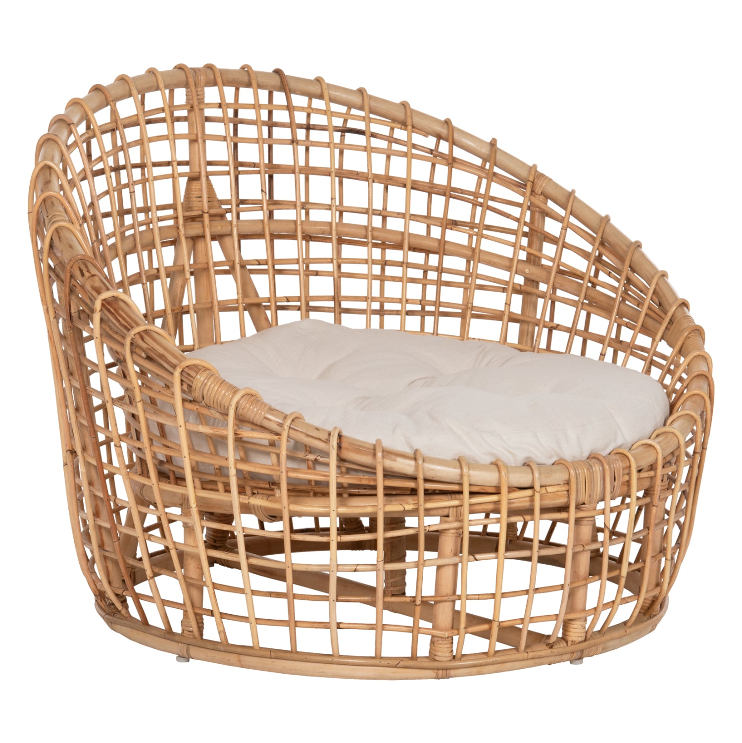 ARMCHAIR-NEST ENTO HM9814 RATTAN IN NATURAL SHADE-BEIGE CUSHION 85x75x67Hcm.