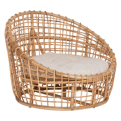 ARMCHAIR-NEST ENTO HM9814 RATTAN IN NATURAL SHADE-BEIGE CUSHION 85x75x67Hcm.