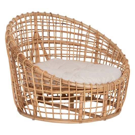 ARMCHAIR-NEST ENTO HM9814 RATTAN IN NATURAL SHADE-BEIGE CUSHION 85x75x67Hcm.