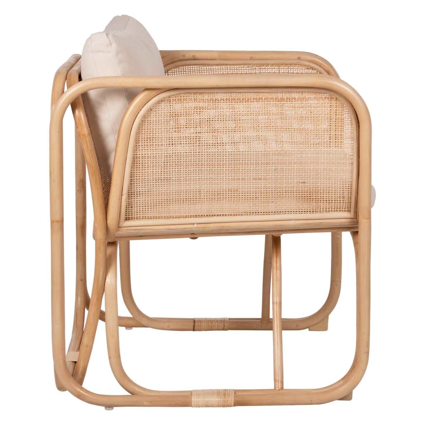 ARMCHAIR WENDY HM9816 RATTAN IN NATURAL POLISHED COLOR-WHITE CUSHIONS 73x72x84Hcm.