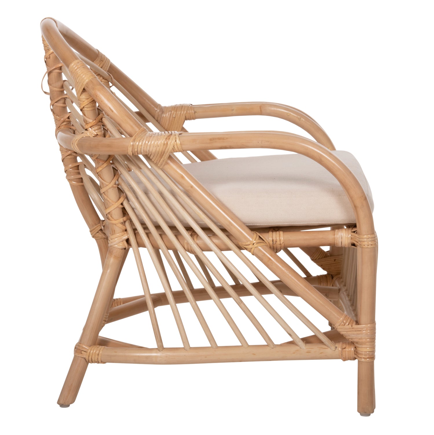 ARMCHAIR FEMUR HM9837 RATTAN IN NATURAL-WHITE CUSHION 72x66x75Hcm.