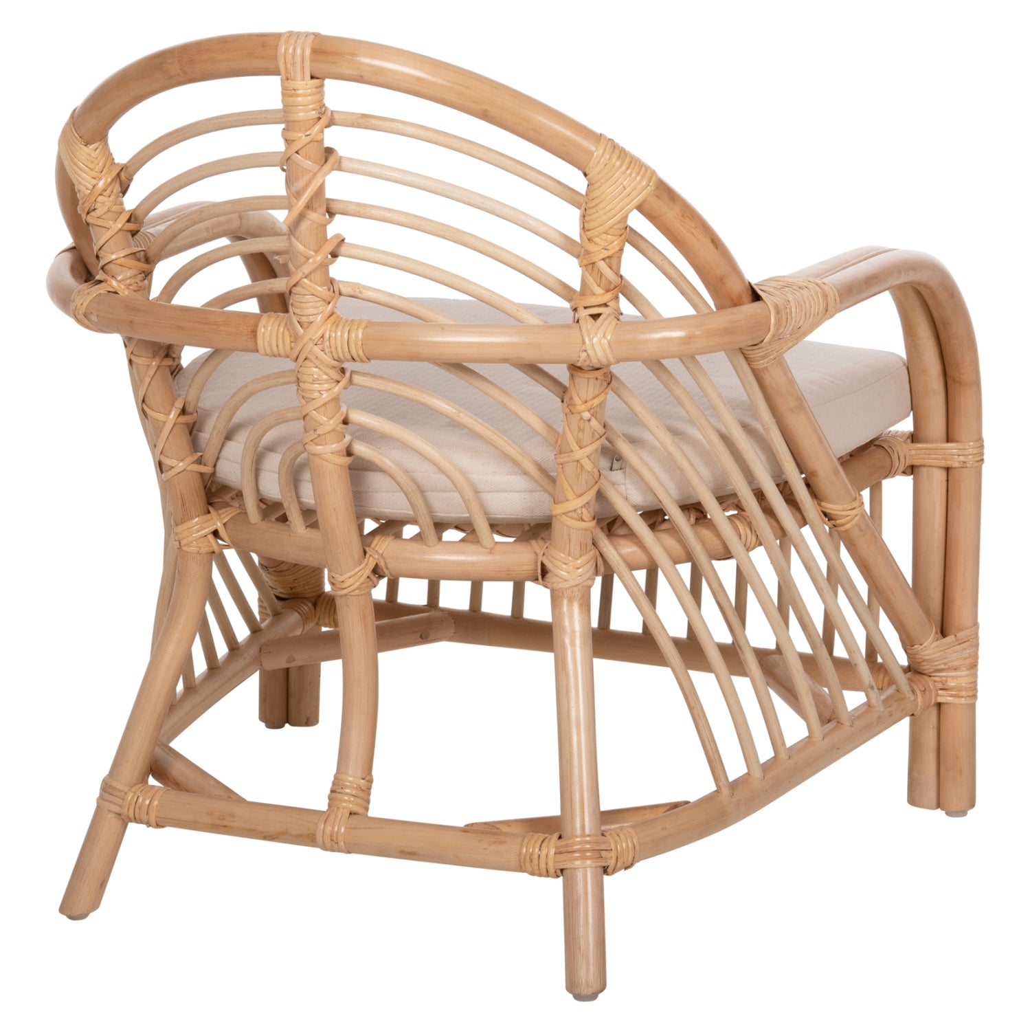 ARMCHAIR FEMUR HM9837 RATTAN IN NATURAL-WHITE CUSHION 72x66x75Hcm.