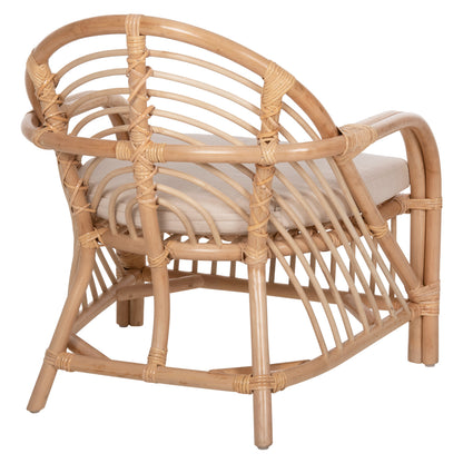 ARMCHAIR FEMUR HM9837 RATTAN IN NATURAL-WHITE CUSHION 72x66x75Hcm.