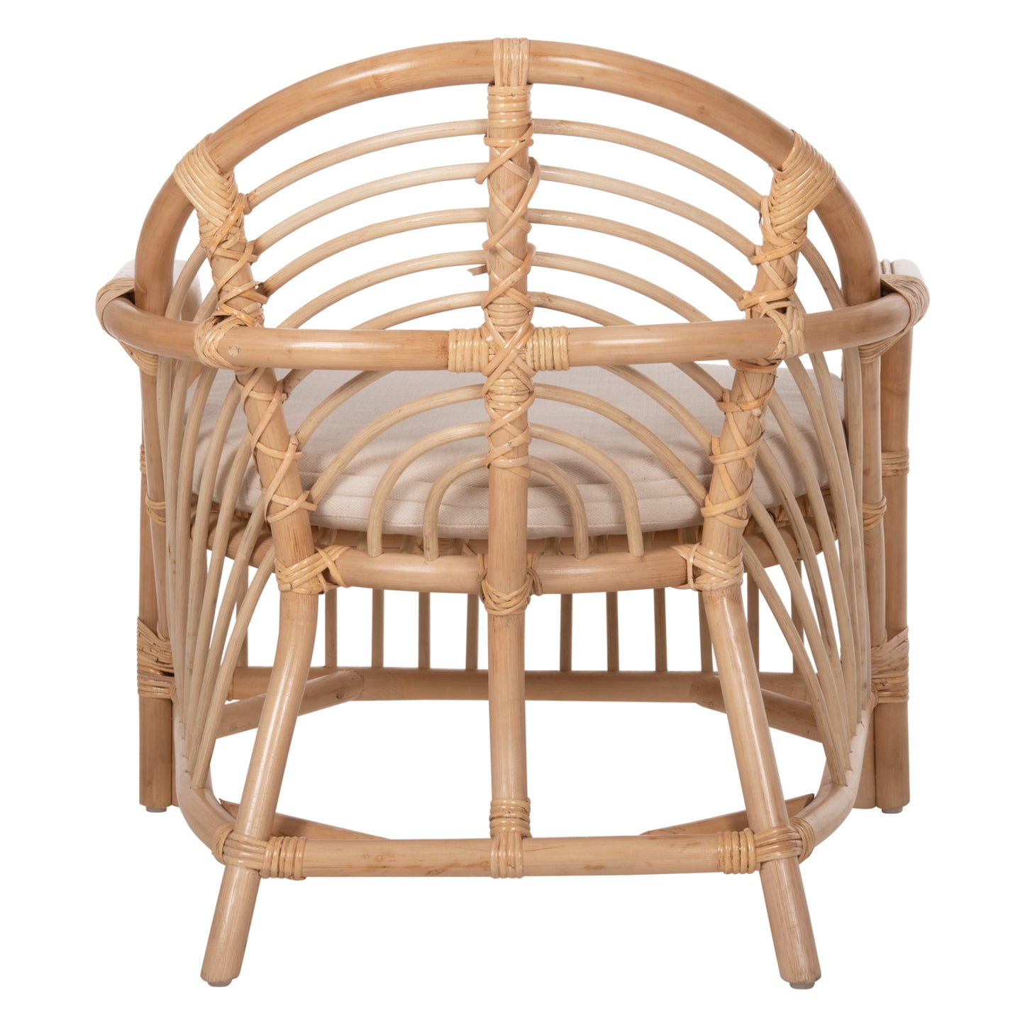 ARMCHAIR FEMUR HM9837 RATTAN IN NATURAL-WHITE CUSHION 72x66x75Hcm.