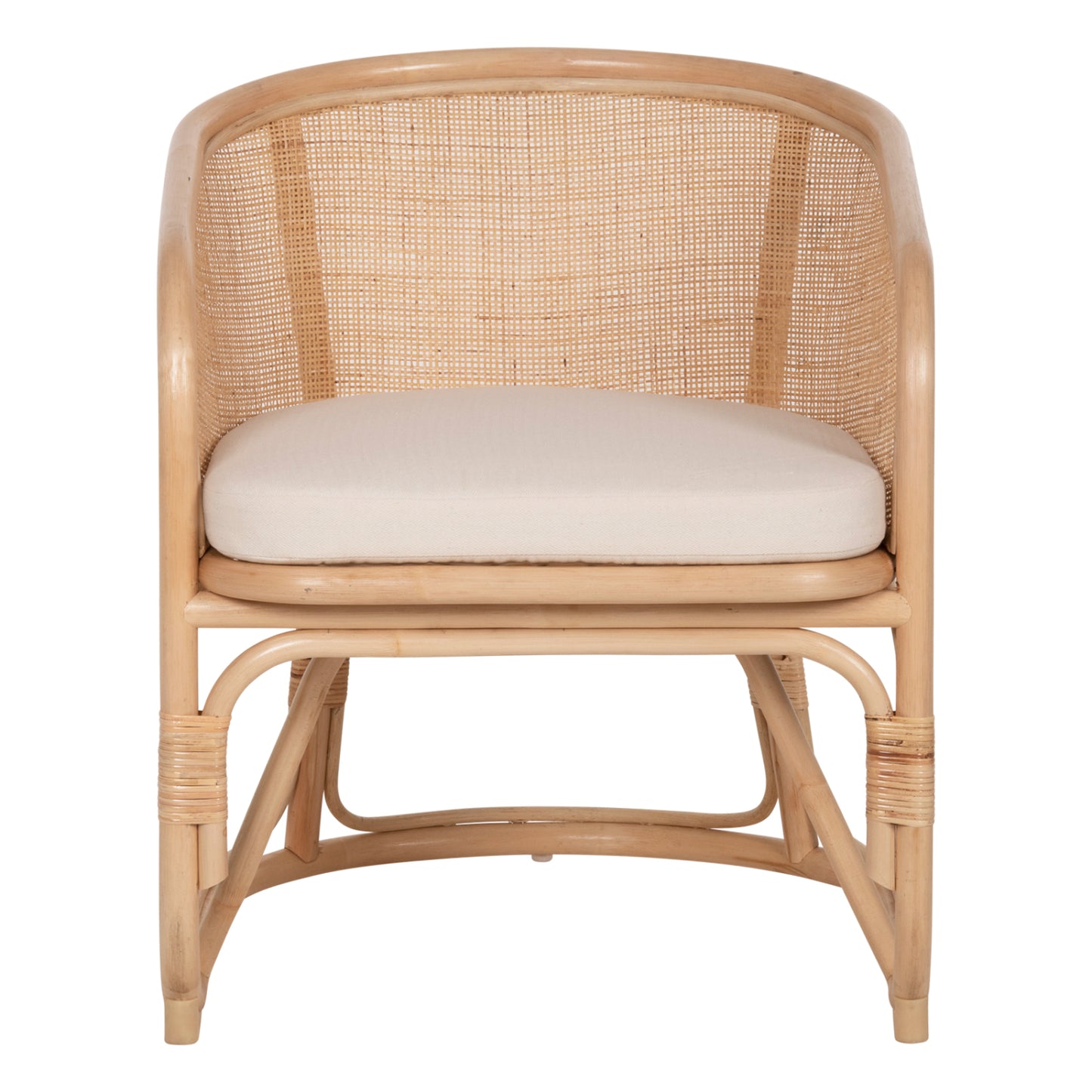 ARMCHAIR KIKO HM9839 RATTAN IN NATURAL POLISHED COLOR-WHITE CUSHION 61x71x76Hcm.
