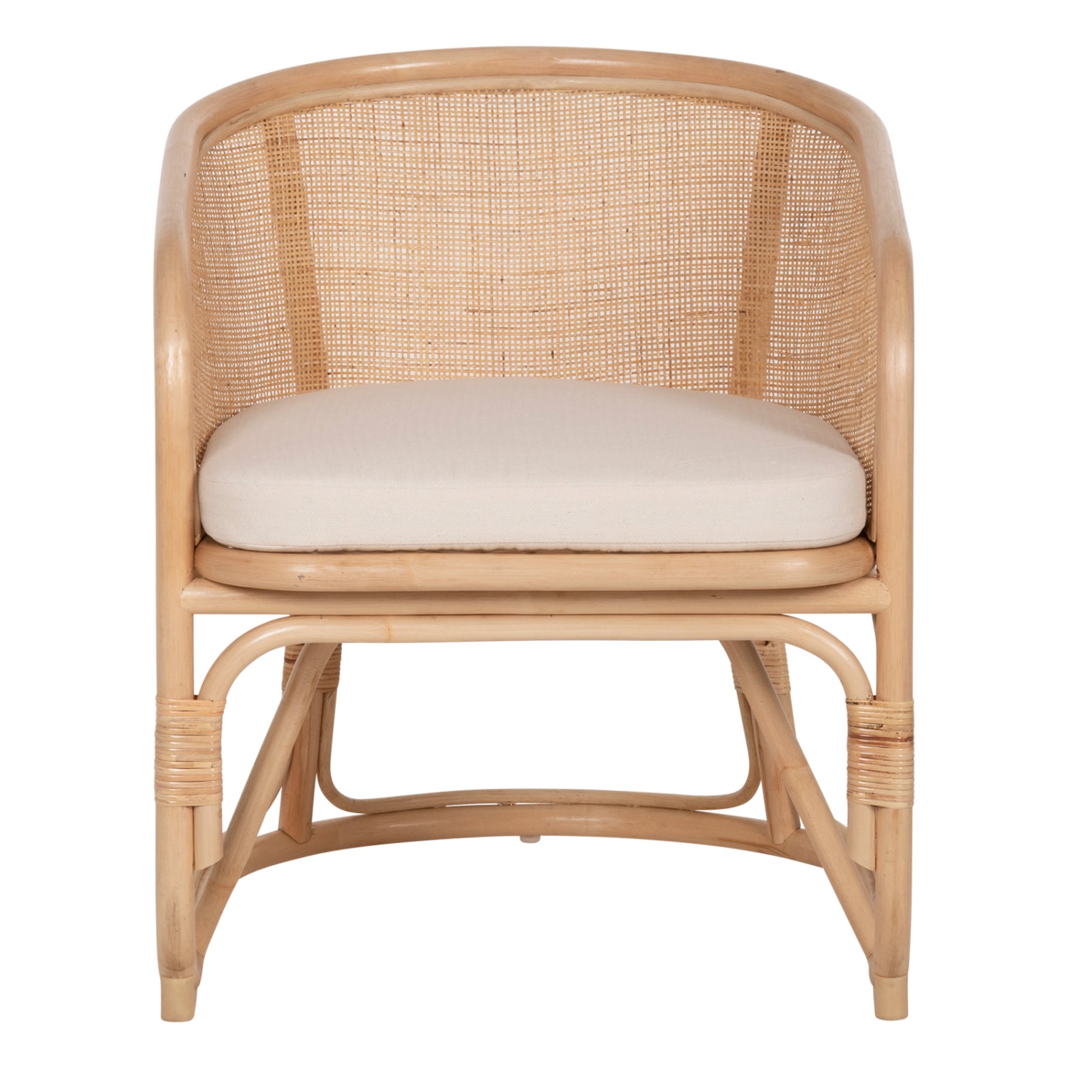 ARMCHAIR KIKO HM9839 RATTAN IN NATURAL POLISHED COLOR-WHITE CUSHION 61x71x76Hcm.