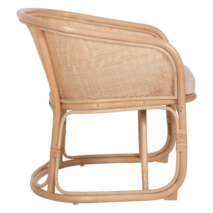 ARMCHAIR KIKO HM9839 RATTAN IN NATURAL POLISHED COLOR-WHITE CUSHION 61x71x76Hcm.