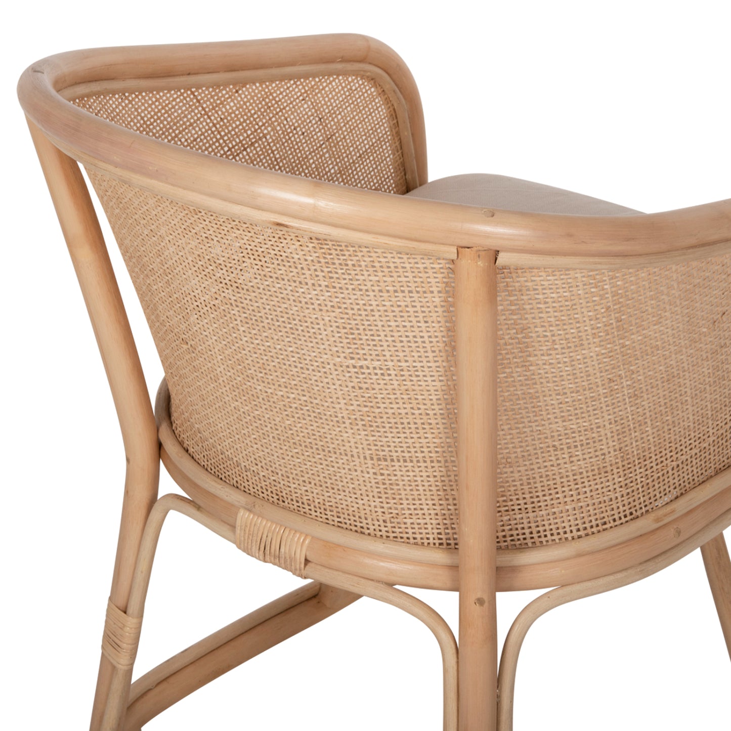 ARMCHAIR KIKO HM9839 RATTAN IN NATURAL POLISHED COLOR-WHITE CUSHION 61x71x76Hcm.