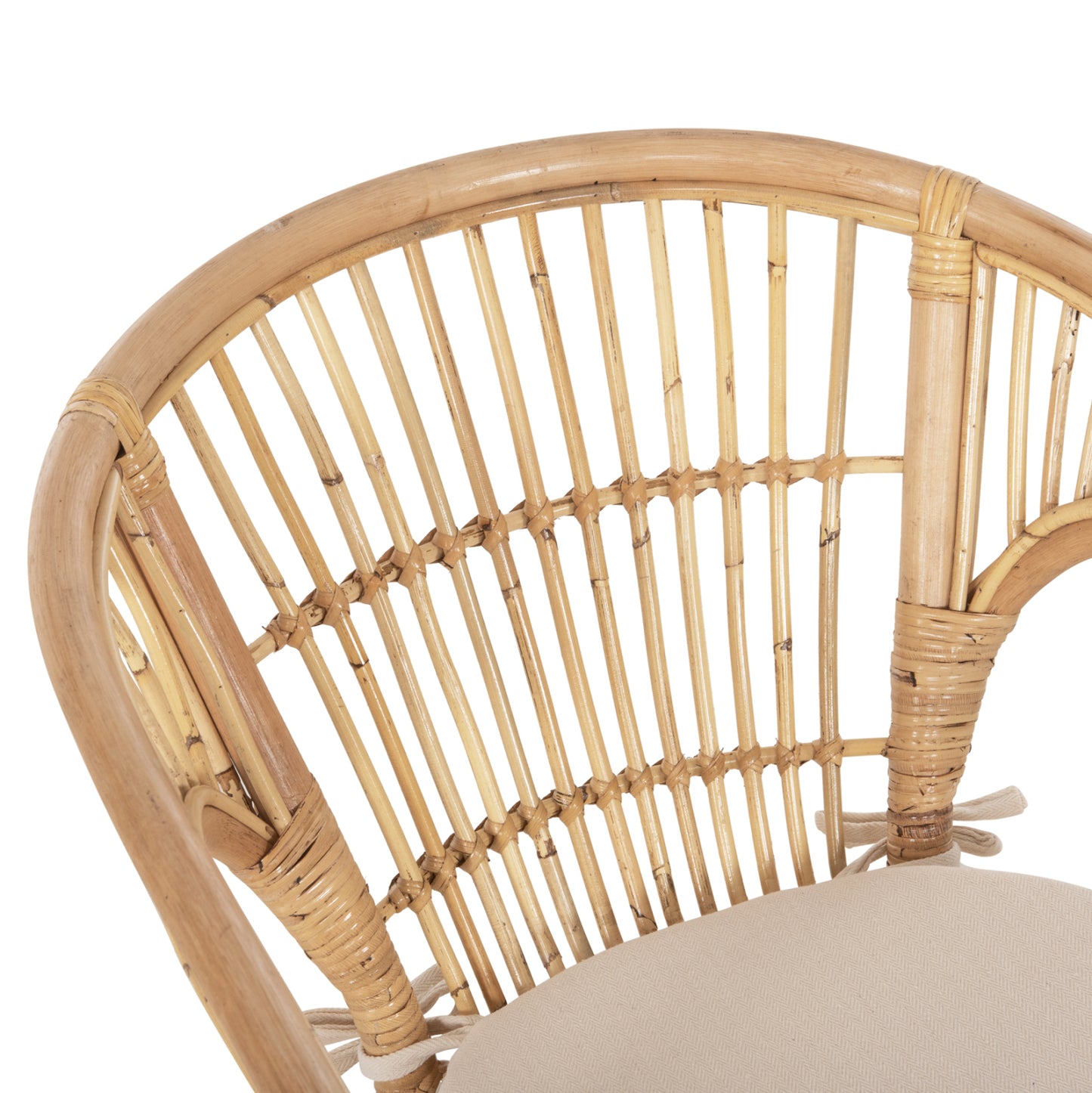 ARMCHAIR DAMPAR HM9929.04 RATTAN IN NATURAL-WHITE CUSHION 59x61x80Hcm.